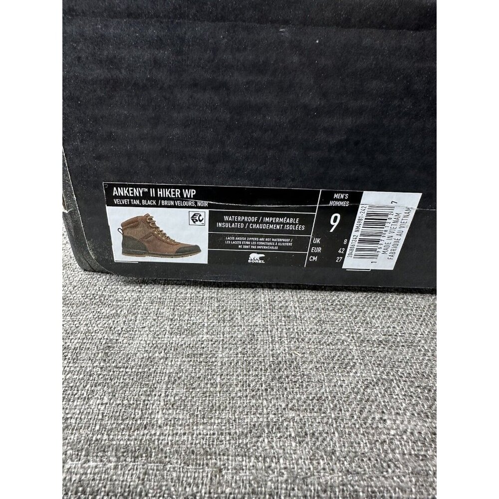 Sorel Ankeny II Hiker WP Mens Casual WP Insulated Boots Velvet Tan/Black Size 9 - Picture 9 of 9